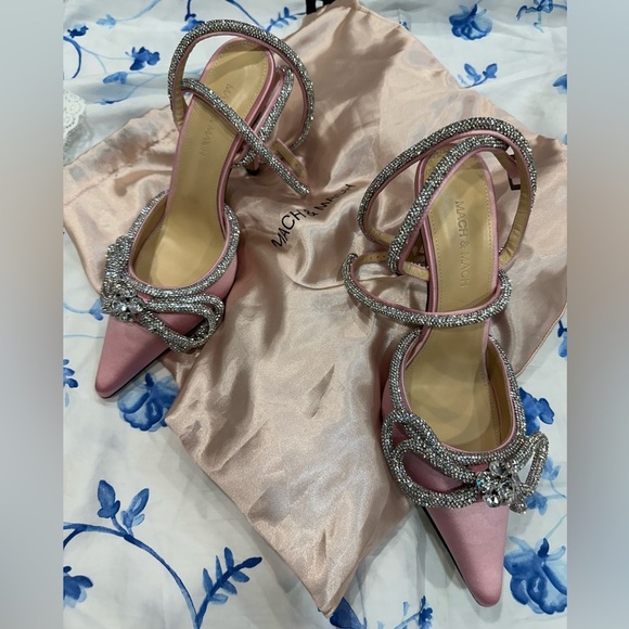 New Mach & Mach Pink Double Bow Heels 37.5 - Picture 2 of 4